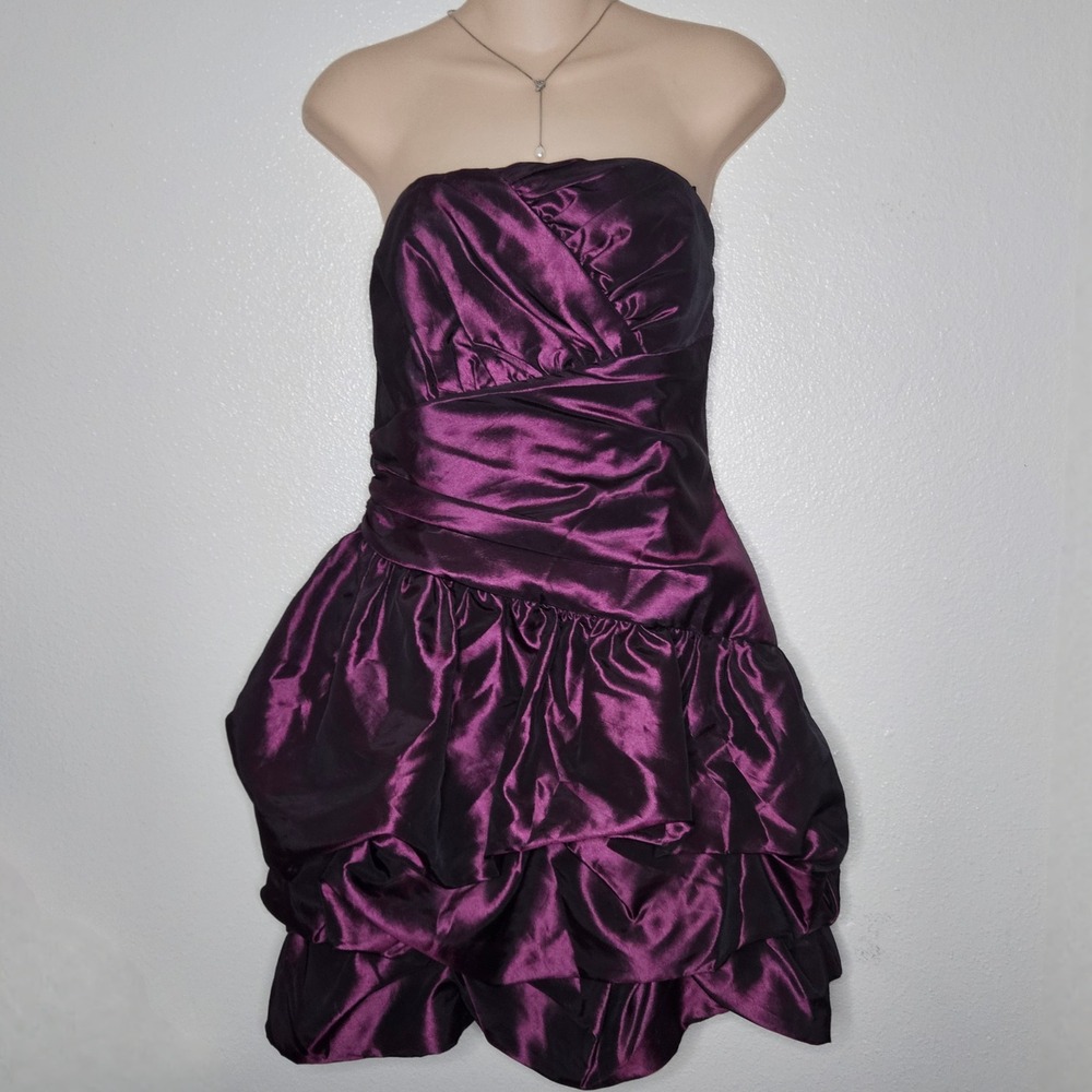 Let's Fashion Purple Strapless Bubble Hem Party Dress‎
